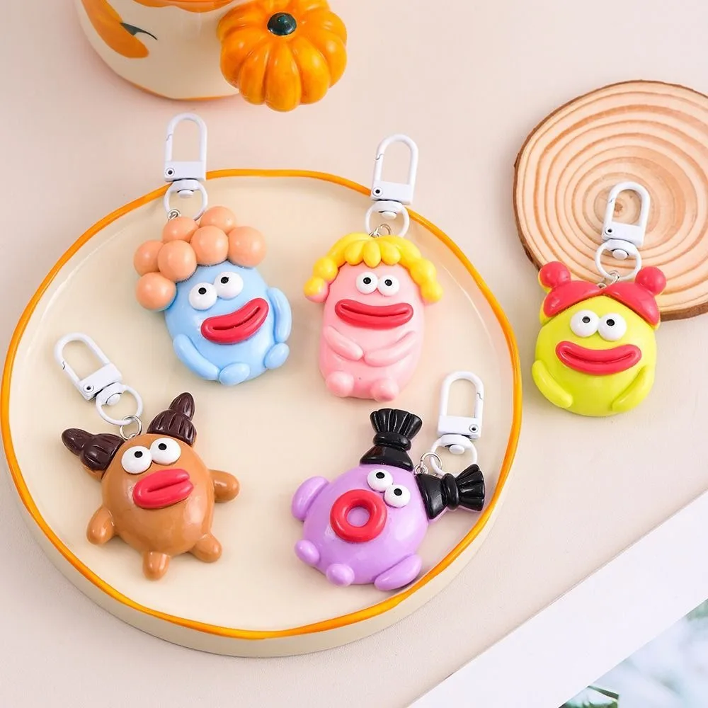 Mini porte-clés clown drôle en résine, dessin animé Kawaii amusant, saucisse mignonne, pendentif grande bouche, sac de couple, décor de sac à dos