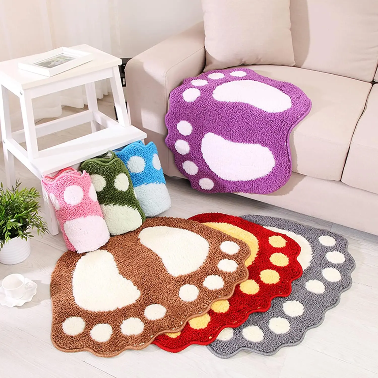 40x60cm Bathroom Rugs Mats Super Absorbent Non-Slip Bath Rugs Cute Foot Shaped Memory Foam Area Carpet Foot Print Bath Mats