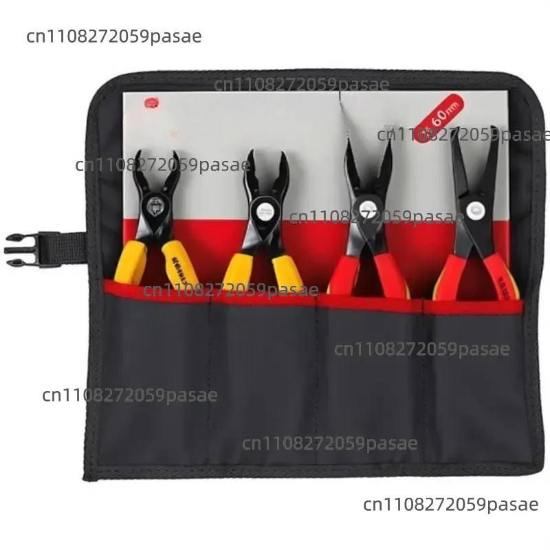 4-Piece Retaining Ring Pliers Set 19-60mm in Roll-Up Pouch