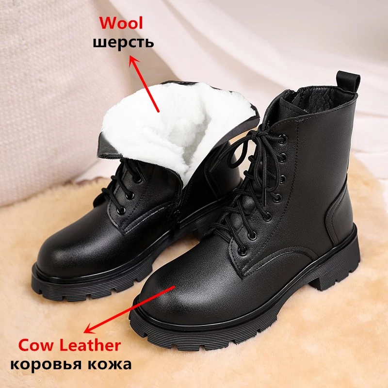 MORAZORA Size 35-43 Genuine Leather Ankle Boots Zipper Thick Fur Warm Snow Boots Women Wool Ladies Shoes