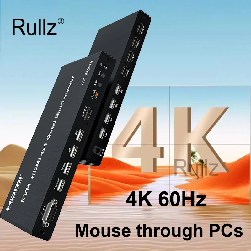 Imagem -01 - Usb Kvm 4x1 Hdmi Multiviewer Quad Screen Splitter Switcher sem Emenda Mouse Através para Câmera Ps4 Laptop pc para Monitor de tv 4k 60hz usb kvm 4x1 hdmi multiviewer quad screen splitter switcher sem emenda mouse atraves para camera ps4 laptop pc para monitor de tv 4k 60hz 01