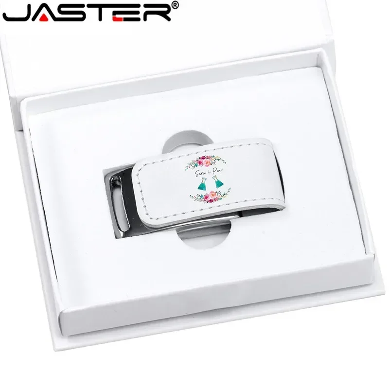 Внешний накопитель JASTER (свыше 10 шт. с бесплатным логотипом) USB 2,0, белый кожаный корпус + флэш-накопитель usb 4 ГБ 8 ГБ 16 ГБ 32 ГБ 64 ГБ