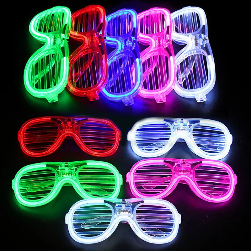 LED Glasses 6Colors Neon Color Shutter Glasses Glow Glasses for Led Party Sunglasses Glow In Dark Neon Carnival Party Supplies