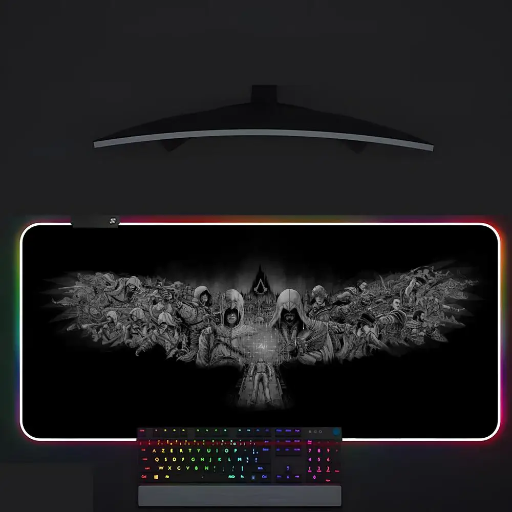 لوحة ماوس ألعاب الكمبيوتر Assassin S Creed لوحة ماوس Led للتلألؤ طاولة ألعاب Rgb Deskmat لوحة مفاتيح لوحة ماوس للكمبيوتر #6