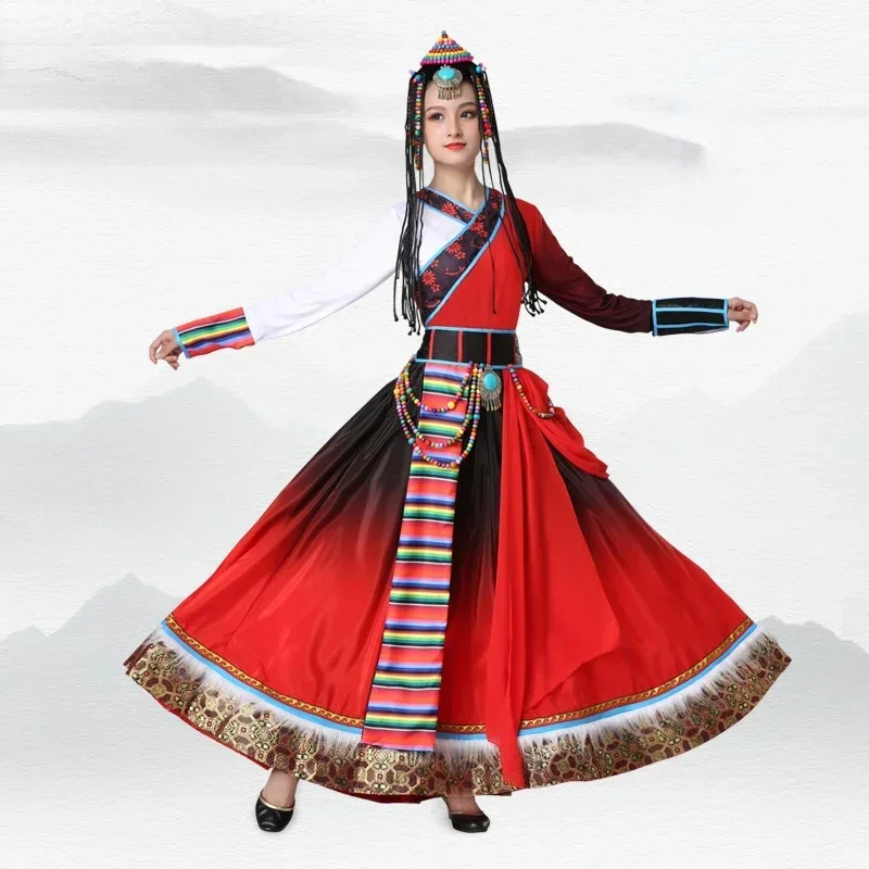 

National Tibetan Dance Costume Female Traditional Folk Hmong Clothes Classical National Costumes Mongolian Clothing Performance