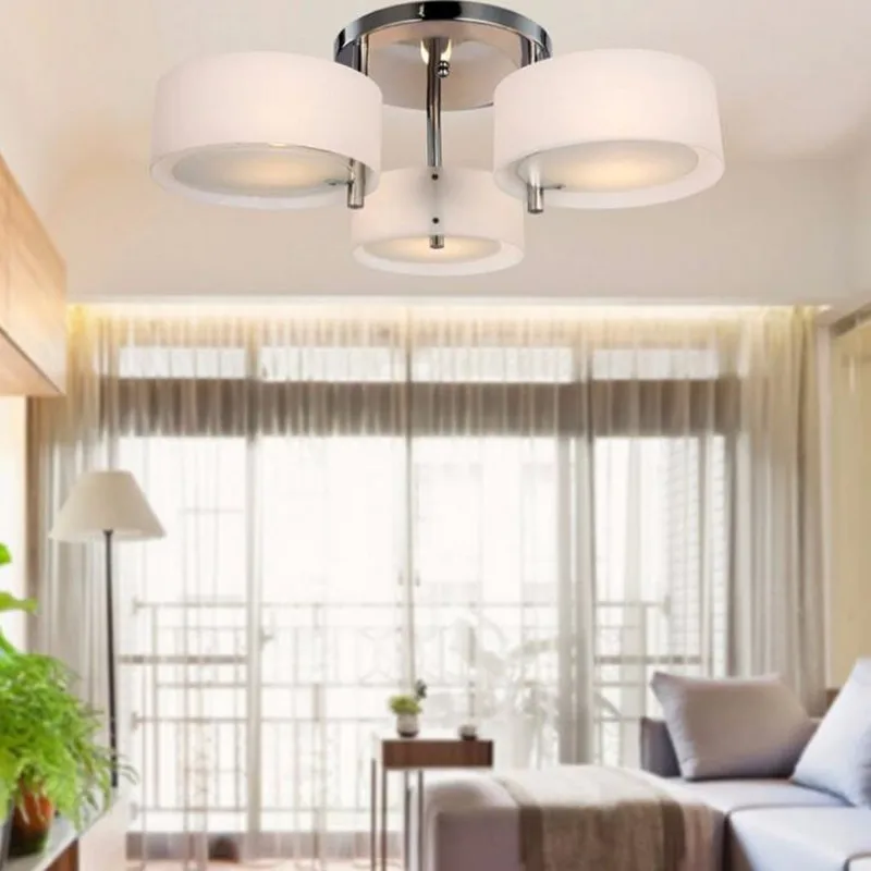 Fashion Acrylic Glass E27/E26 Ceiling Light Modern Brief Living Room  Bedroom Lamp Restaurant Kitchen s Round 