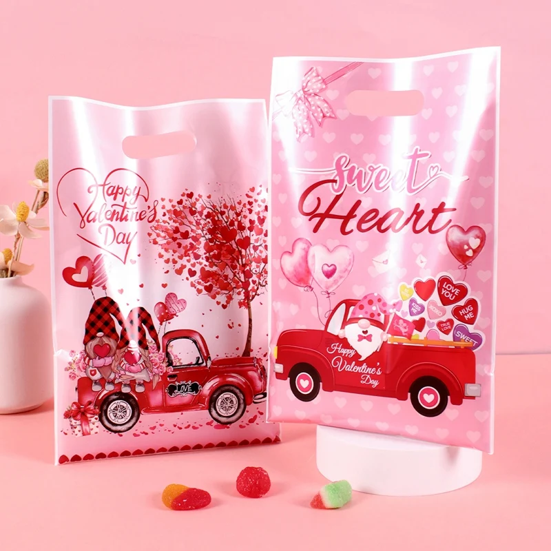 10/20/50pcs Valentines Gift Bags Love Heart Truck Gnome Candy Treat Bags for Valentine's Day Wedding Party Favor Goodies Bags