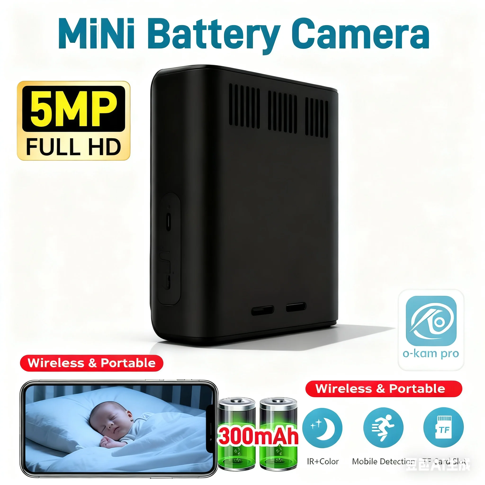 

Mini WIFI Camera 5MP HD Built-in Battery Human Tracking IP Remote Monitoring Camcorders IR Night Vision Body Protable Camera