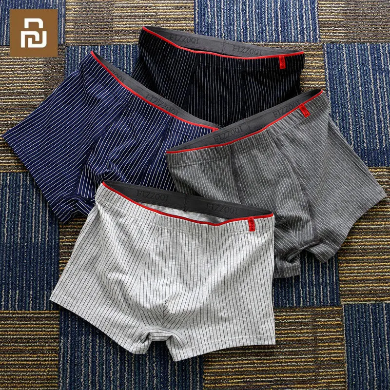 Youpin 3pcs Man Simple Line Underpants U Convex Panties Comfortable Shorts Cotton Mens Shorts Comfortable Cotton Plus size 5XL