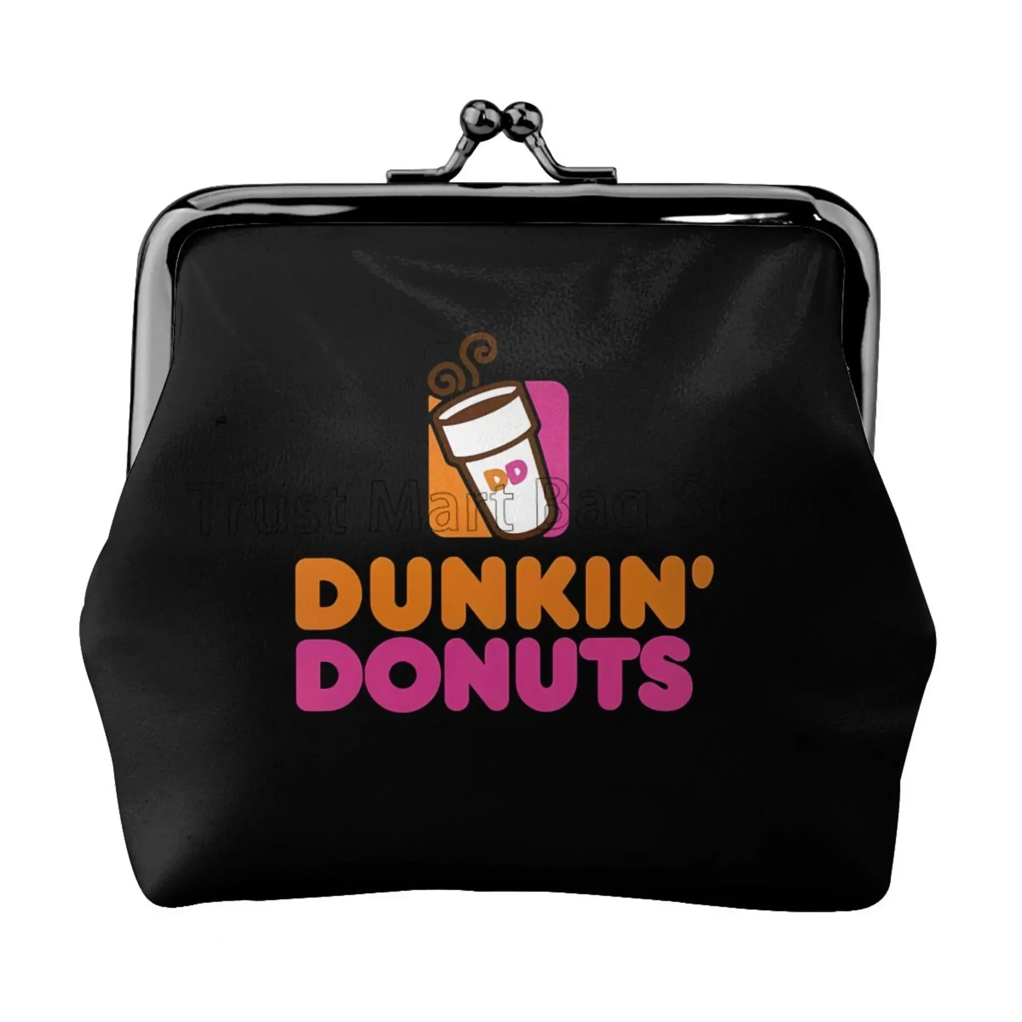 

Dunkin Donuts Logo Print Mini Leather Coin Purse Small Change Pouch with Kiss-Lock Clasp Closure Buckle Wallet Gifts for Women