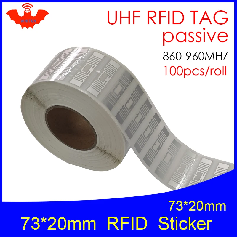 

UHF RFID tag EPC 6C sticker NXP U8 73x20mm wet inlay 915mhz868mhz860-960MHZ 100pcs free shipping adhesive passive RFID label