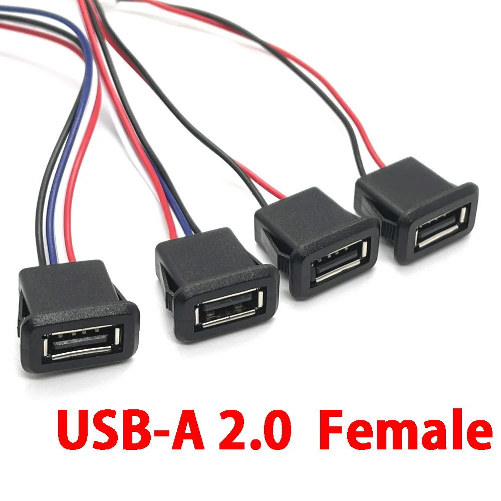 USB 2.0 Female Power Jack 2Pin 4Pin Charging Port Connector with PH2.0 Cable Electric Terminals 2/4 Wire USB Charger Socket