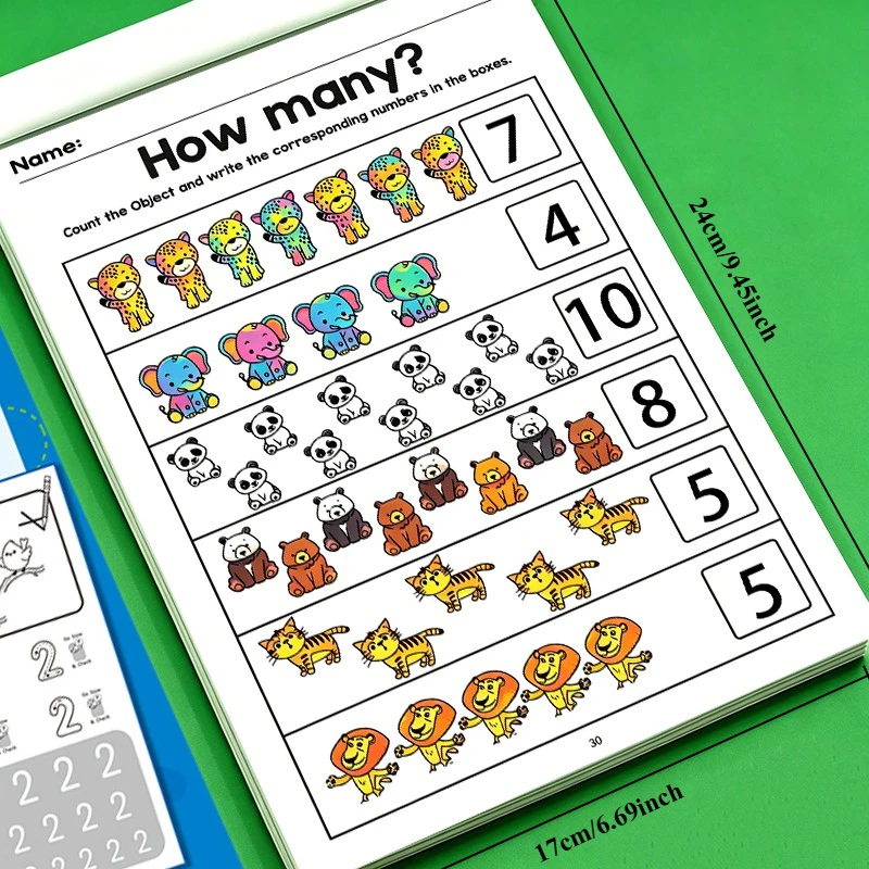 32 Pages Numbers Tracing Workbook Preschool Kids Digit Handwriting Counting Math Learning Textbook