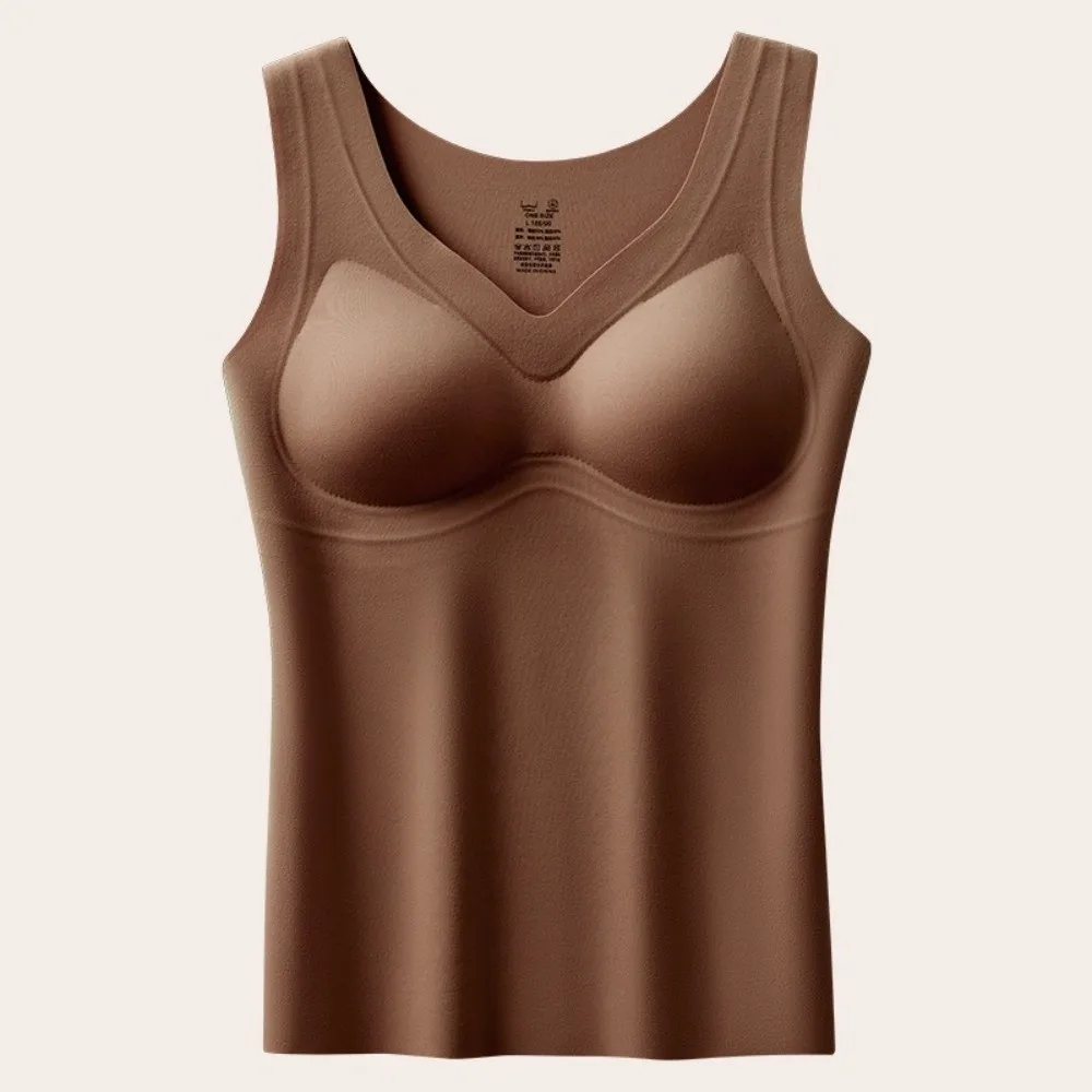 Breathable Seamless Thermal Vest with Chest Pad Sleeveless Bottoming Camisole Underwear Keep Warm Heating Vest Top Daily