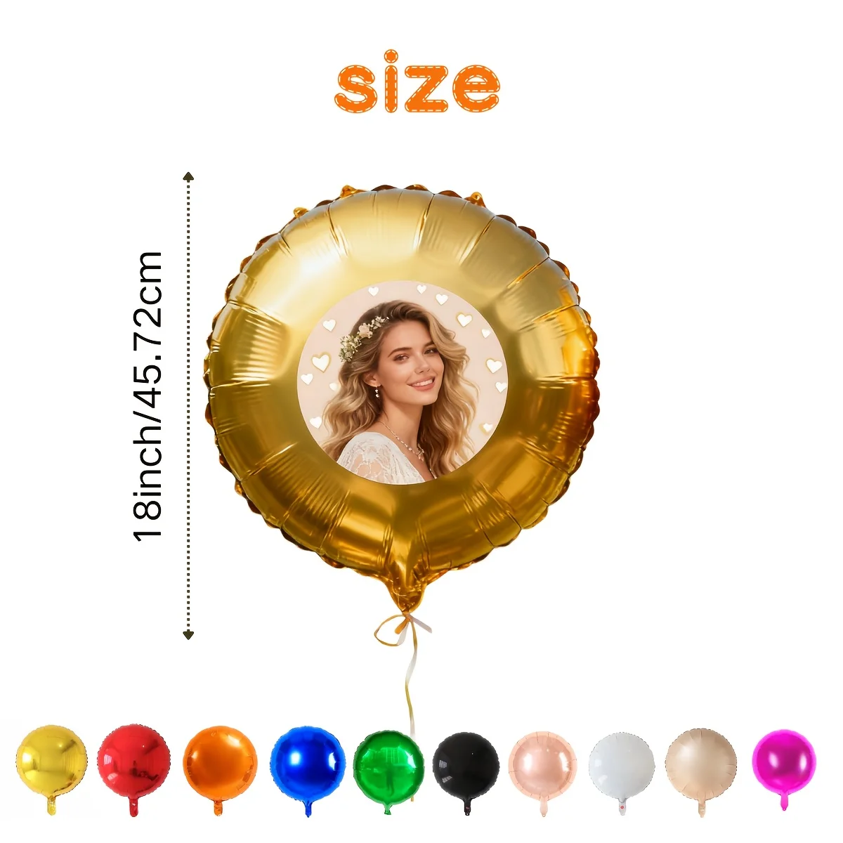 Personalized Foil Balloon with Custom Photo Logo Text Round Self Adhesive Sticker for Birthday Christmas Halloween Party Decor - view 2
