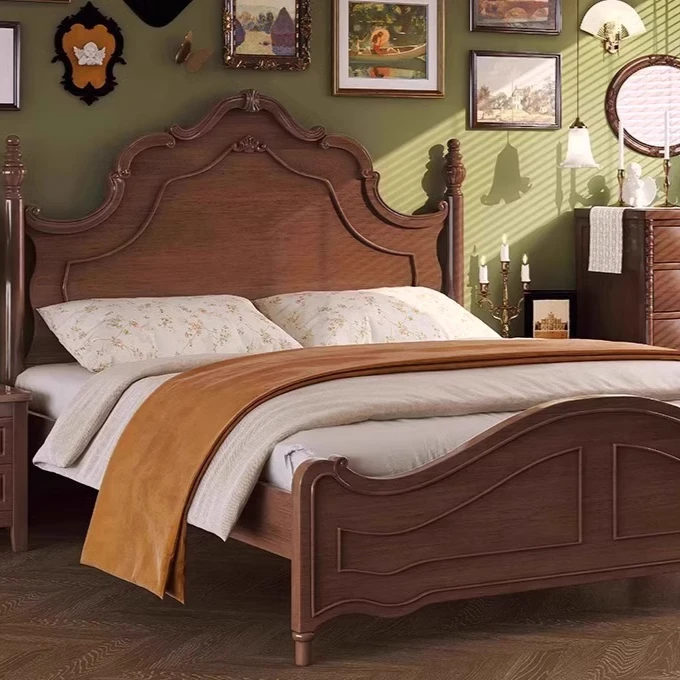 

Vintage Modern Luxury Bed European French King Size Storage Lounge Bed Double Room Cama Matrimonial Home Furniture Decoraction