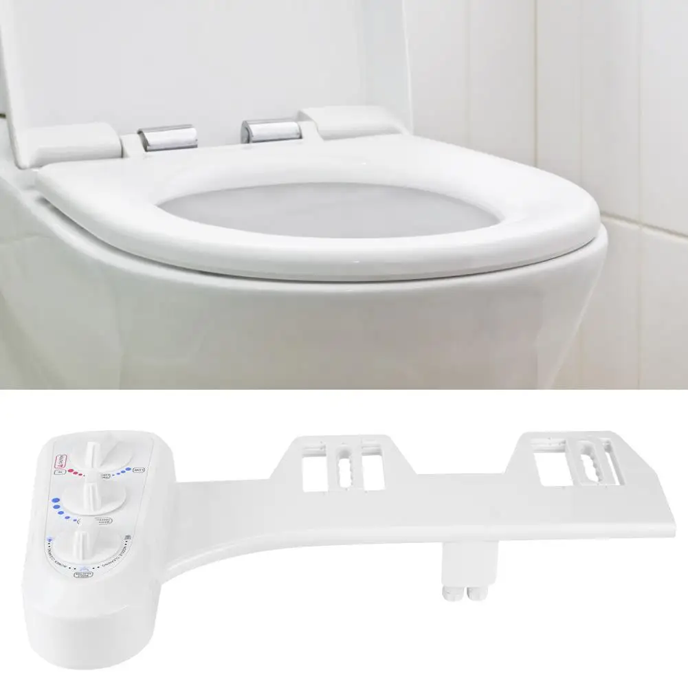 Bathroom Bidet Attachment Double Nozzle Hot Cold Water Set - 1/2, 3/8, 9/16 Threads