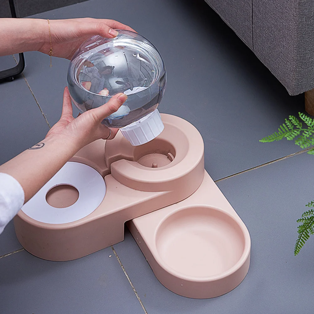 

Creative Pet Water Feeder Automatic Pink Without Stainless Steel Basin Anti-Tip Double Bowl Cat Dog Pigeon Pet Drinking Tool