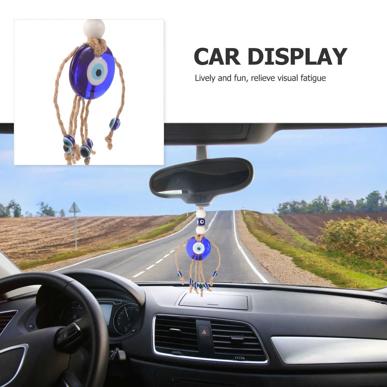 

Blue Eye Hanging Decor Evil Eye Protection Charm for Car Rear View Mirror Wall Door Window Bag Interior Hanging Ornament