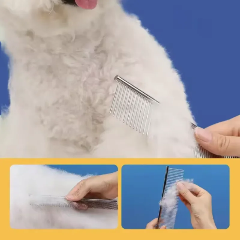 Edelstahl-Tierpflegekamm für Katzen und Hunde - Haarentfernungs- und Massage-Tool in 3 Größen - Essentielles Zubehör zur Tierhaarreinigung – Detail 8