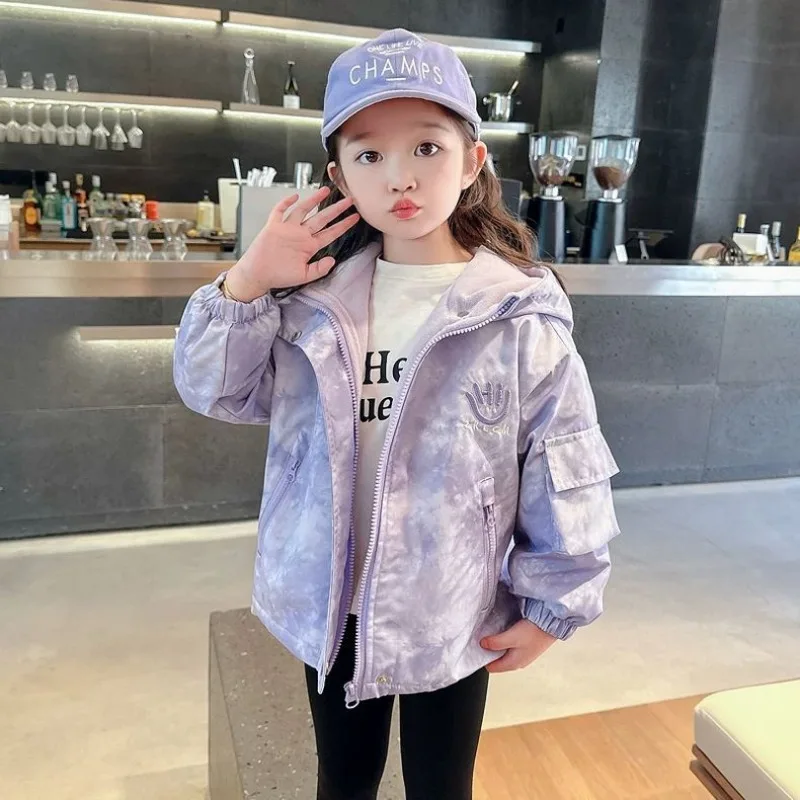 Kids Jacket New Autumn Windbreaker Coat For Girls Hooded Outerwear Plus Velvet Warm Winter Clothes For Teenagers  789