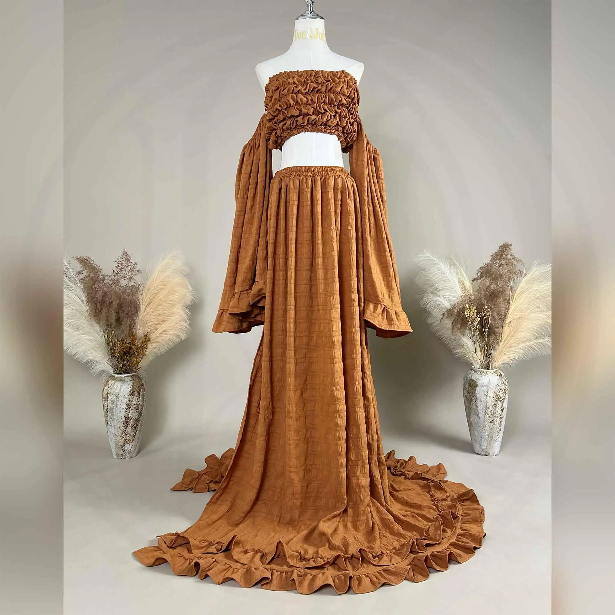 

Don&Judy Vintage Bohemian Maternity Dress Soft Photography Gown for Pregnant Women Baby Showers Photoshoot