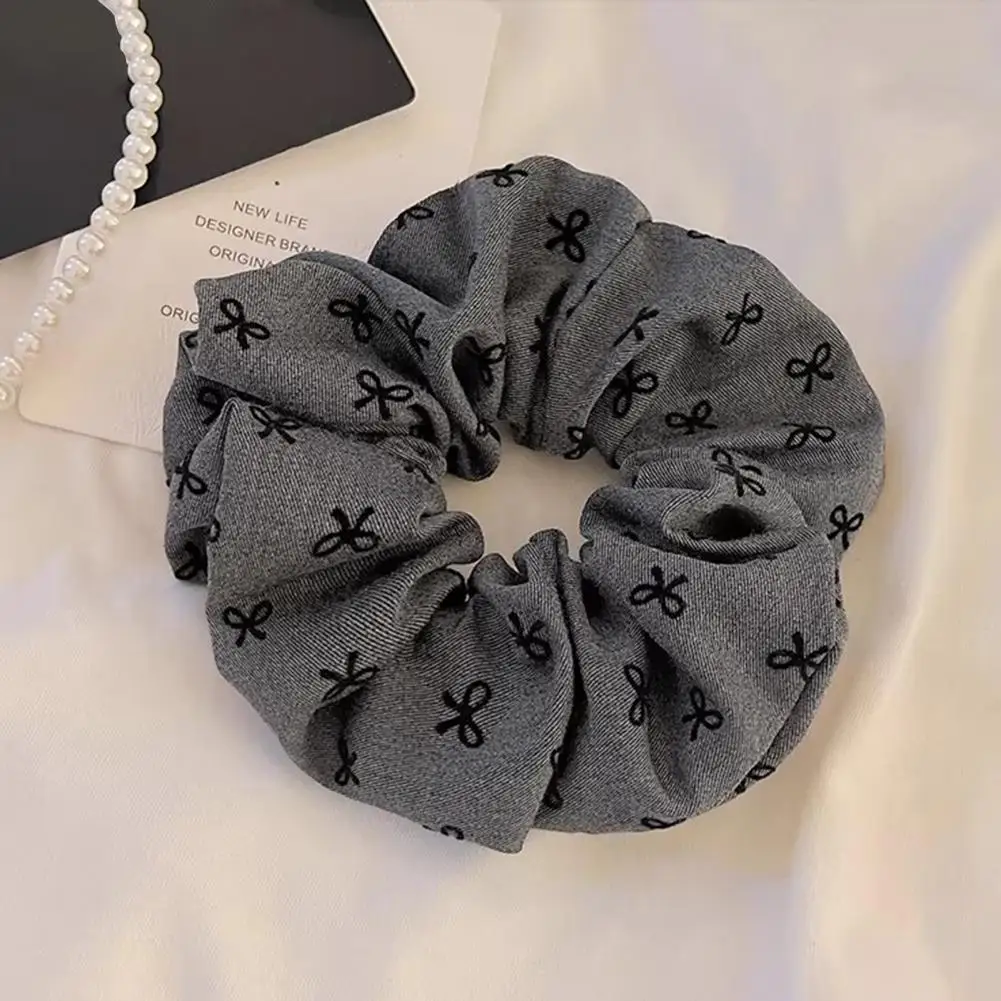2Pcs Hair Tie High Elasticity Embroidered Bow Pattern Hair Rope Strong Ponytail Holder Buns Hair Accessories