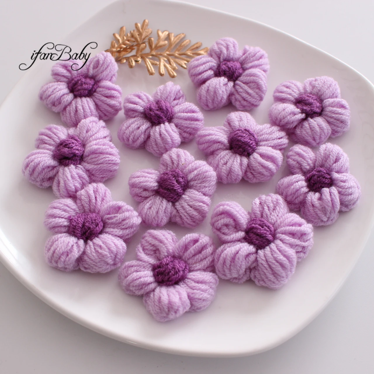 Cute Hand-knitted Hair Flower Applique Crochet Flower For DIY Kids Girl Hair Clip Hat Headwear Crafts Patches