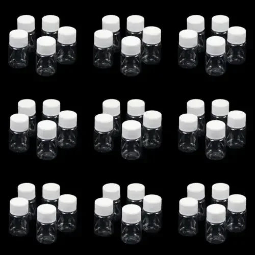 10PCS X 15ml 20ml 30ml 60ml 100ml Clear PET Seal Plastic Empty Liquid Bottles Vial Reagent Sample Container Plastic Cap w Gasket