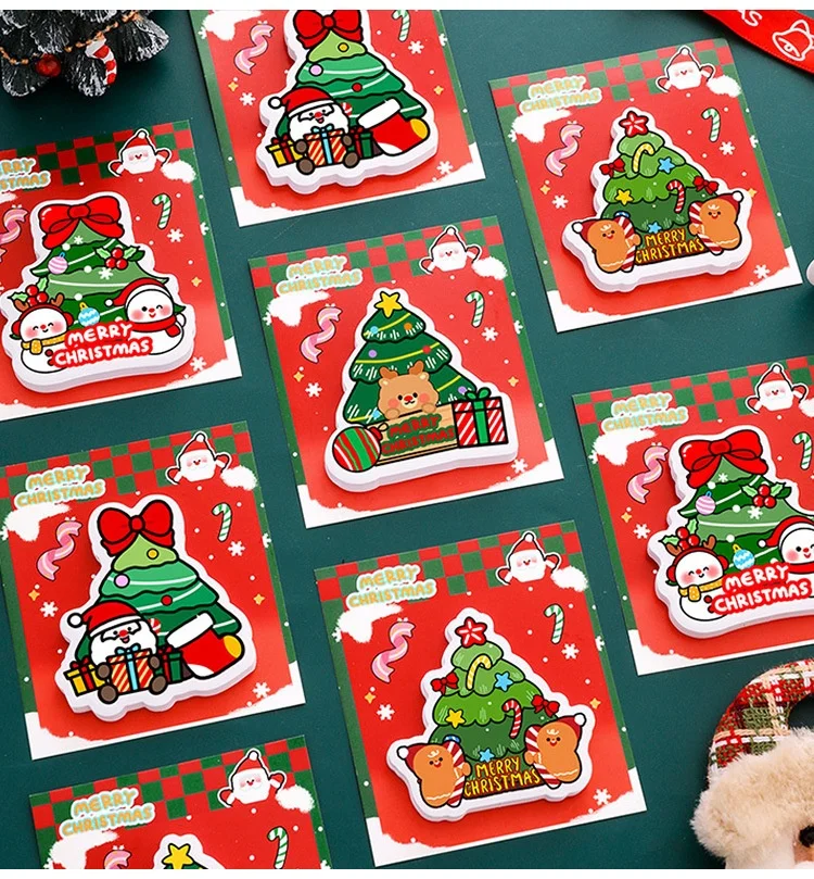 30 ورقة على شكل شجرة عيد الميلاد، ملاحظات لاصقة ذاتية اللصق، وسادات مذكرة، تغليف هدايا عيد الميلاد، ملصقات تزيينية