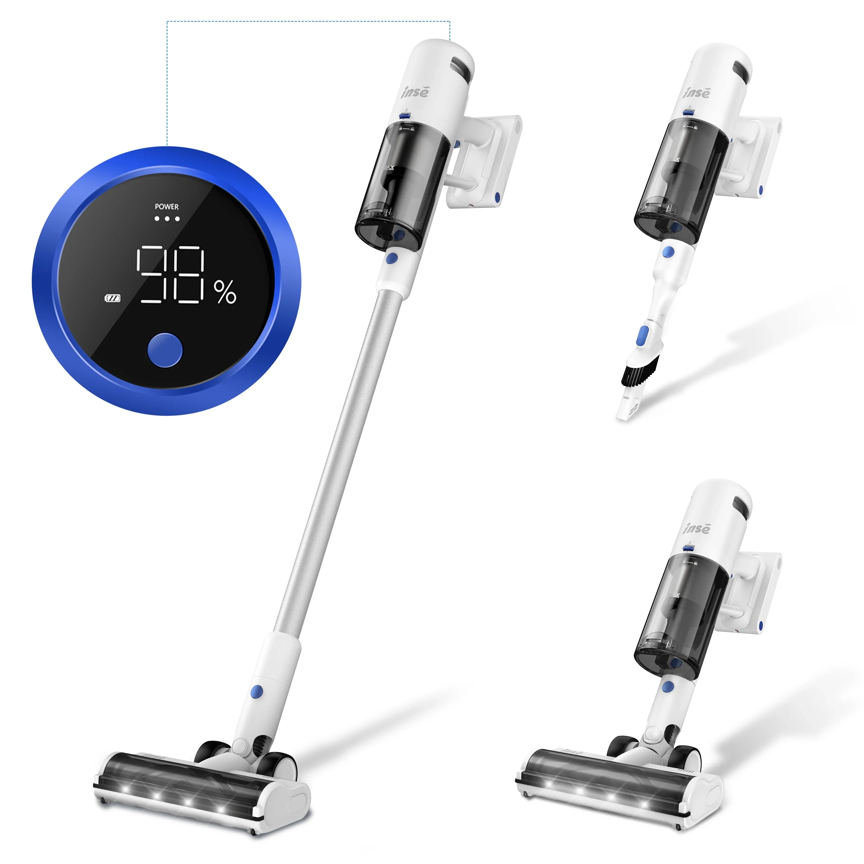 V120 Cordless vacuum cleaner, 30kPa&3-speed modes, 450W, cordless vacuum cleaner, Stick vacuum cleaner, 60 minutes battery Tank