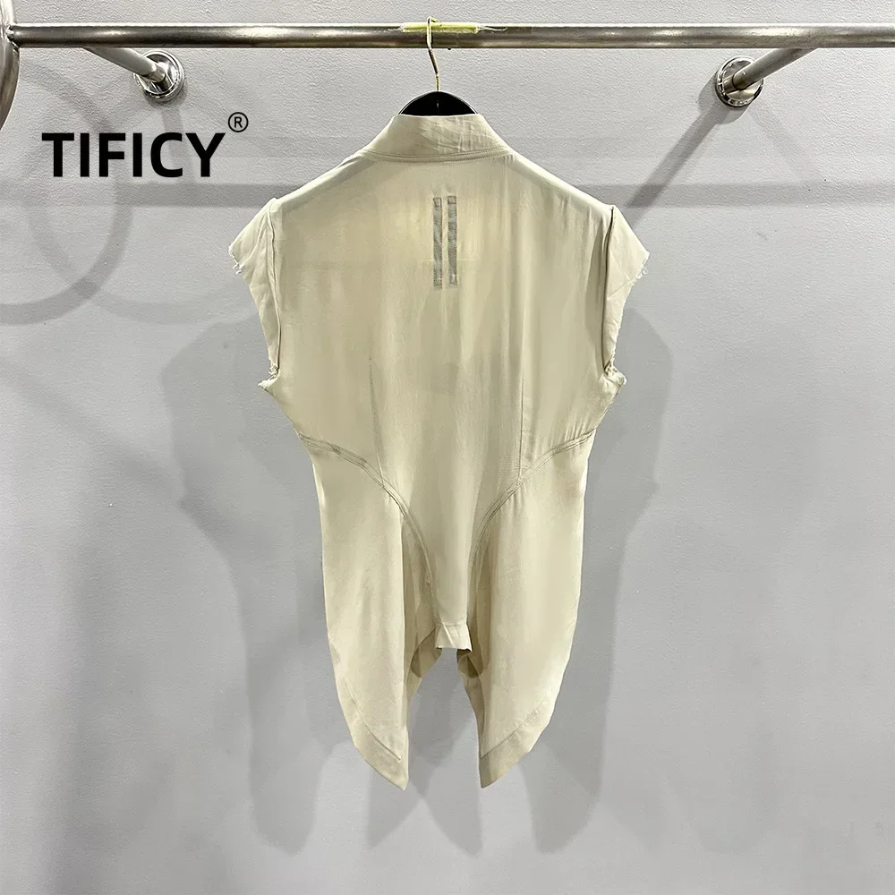 TIFICY High Street Tees Women's Light Luxury Style Lightweight Fabric Zipper Sleeveless Tailcoat Jacket Small Coat Tanks Tops