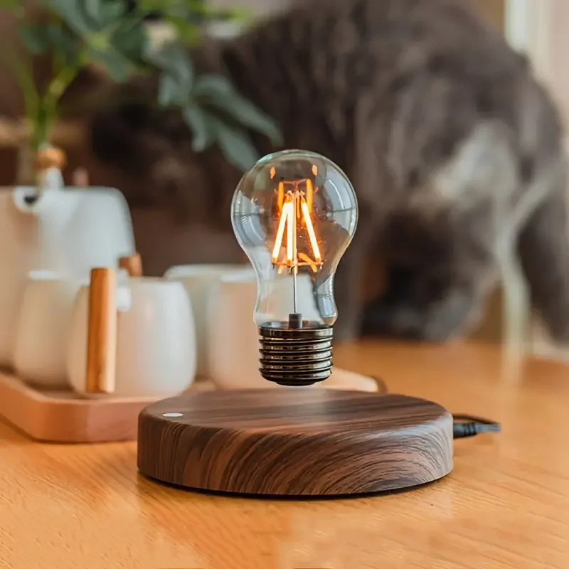 Zwevende maan magnetisch zwevend nachtlampje, 3 kleurtemperatuur, creatieve tafel 3D LED-lamp met houten voet voor cadeaukantoor