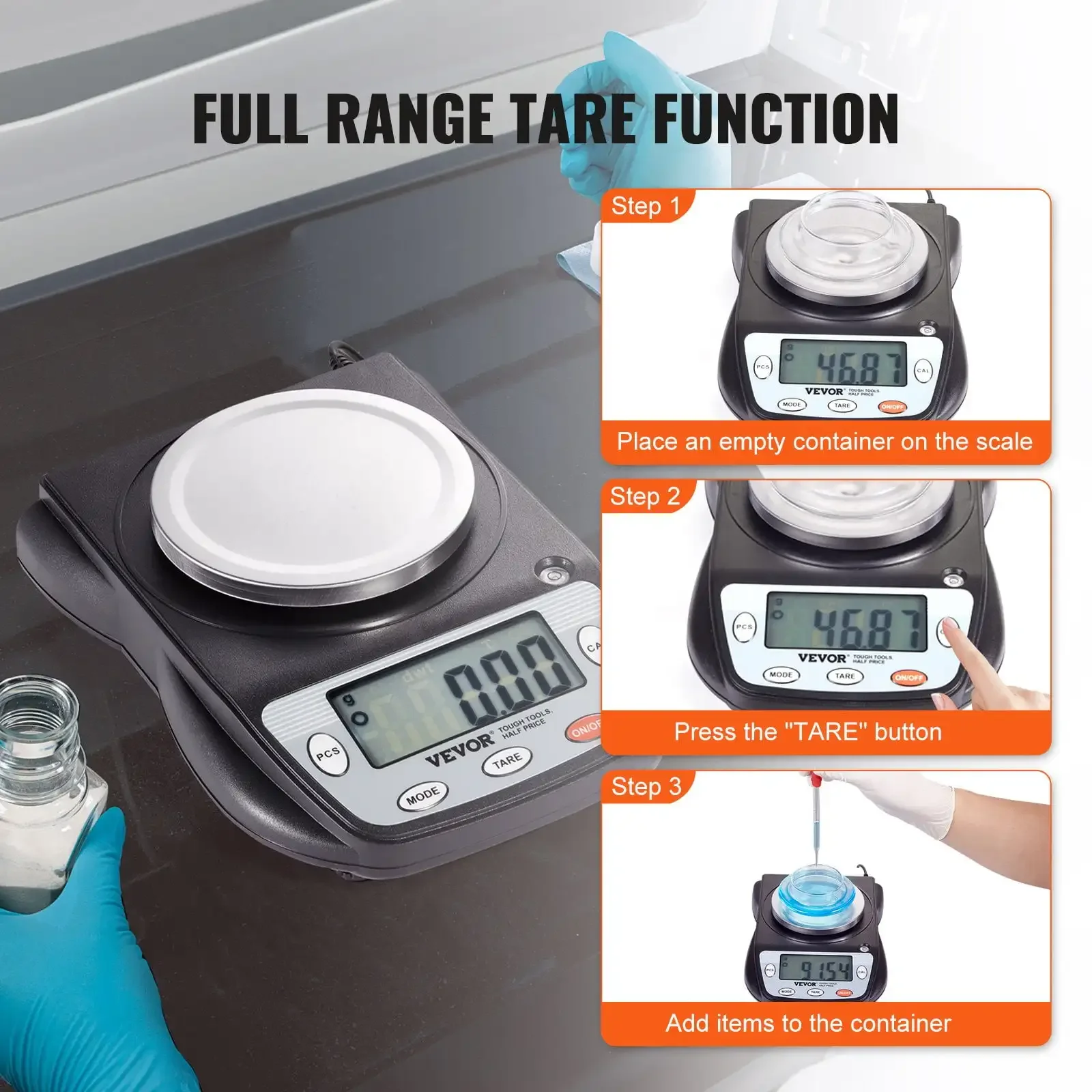 Laborwaage mit Analysenwaage – 600 g x 0,01 g, 6 Einheiten Umrechnung, elektronisch