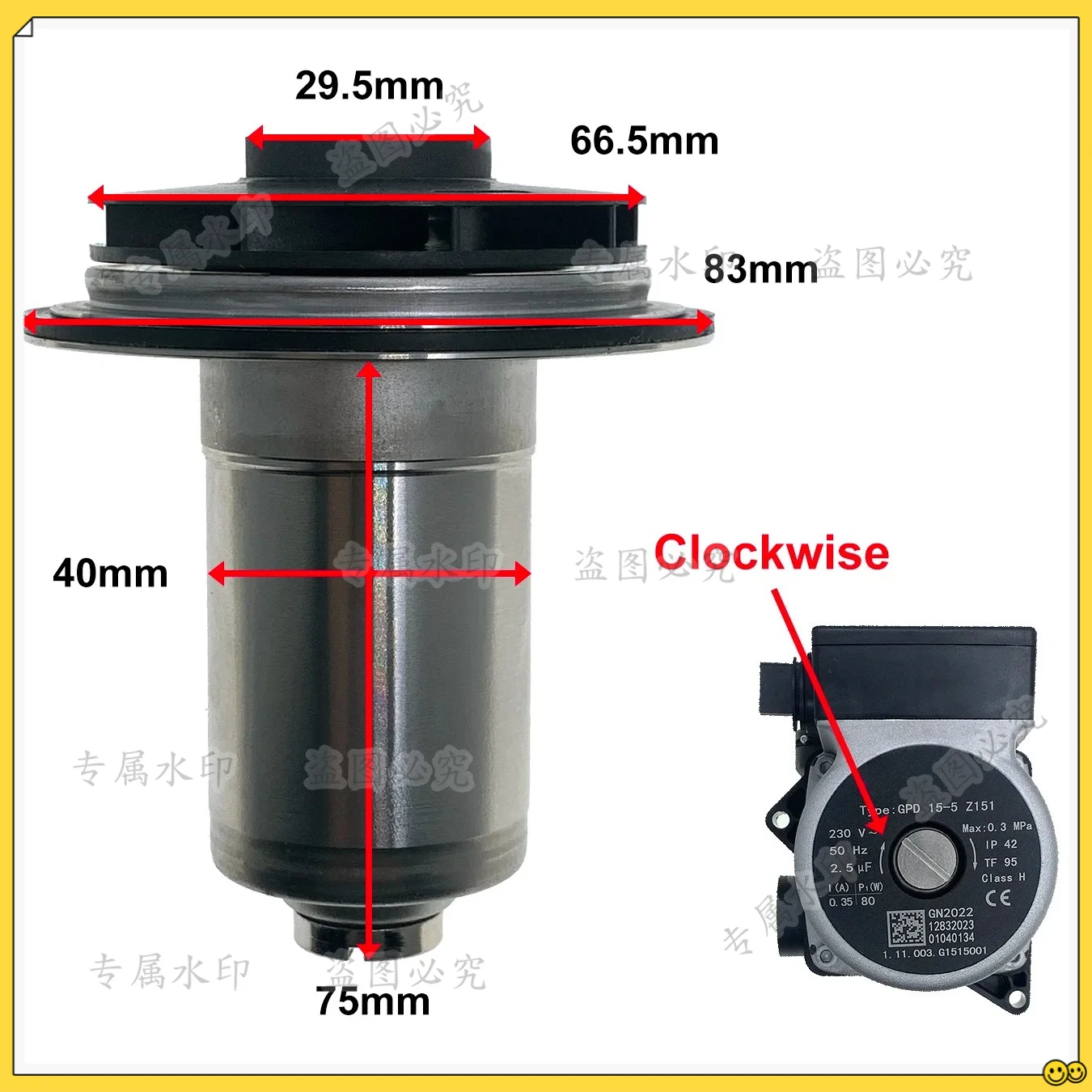 

GPD15-5 Z151 Water Circulation Pump Motor Rotor for Ariston 65153611 CARES XC, HS XC, EGIS XC