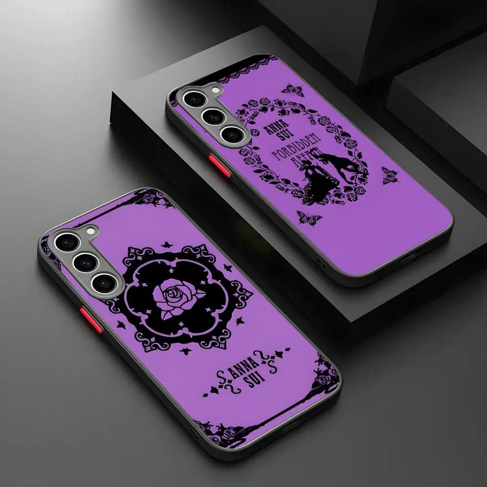 Purple Brand ANNA SUI Phone Case Matte Magnetic For Samsung S25 24 S23 S22 S21 S20 Ultra Plus FE Frosted Wireless Charge Cover