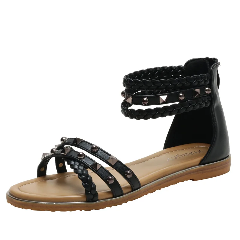 

2025 High Quality New Women's Summer Bohemian Sandals Versatile Fairy Style Flat Bottom Fashion Fringed Roman Shoes for Women