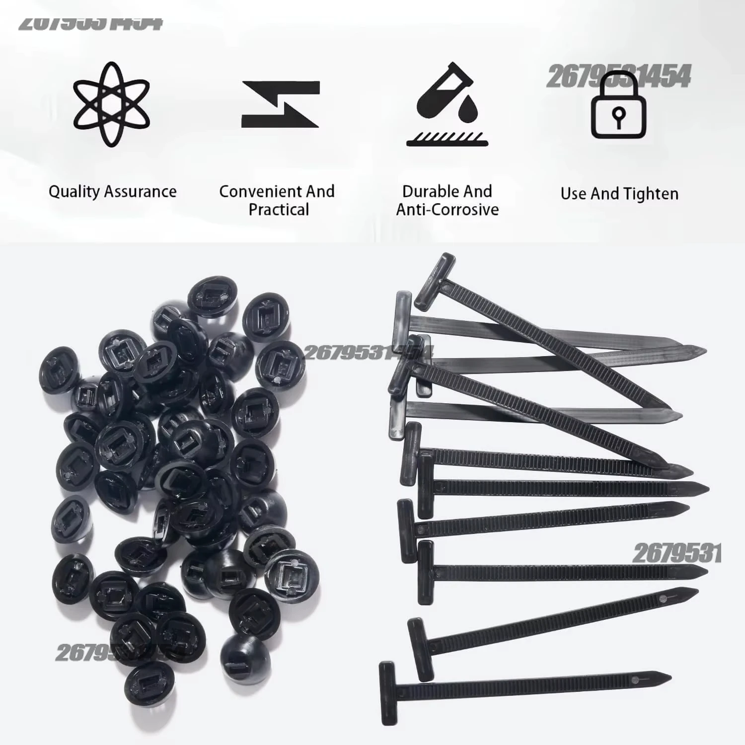 Plastic Cable Greenhouse Scratch Nylon Universal Buckle-Heavy Duty Zip Ties Holder with Pin Button Design Tool Fasteners Car image 6