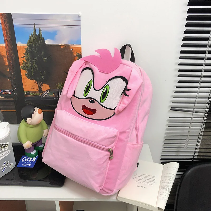 

Hot Sale Cute Sonic Anime Amy Rose Kawaii Student Schoolbag Storage Portable Cartoon Backpack Girl Boy Cute Gift New Term Starts