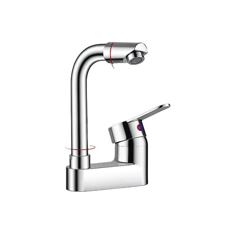 For Sink Faucet with Integrated Shower for Bathroom Basin Zinc Alloy Construction 360 Spout Rotation Dual Function Design