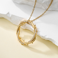 Crown of Thorns Circle Necklace for Men Women Nails Pendant Iced out Chain Trendy Jewelry Daily Accessories New Year Gift
