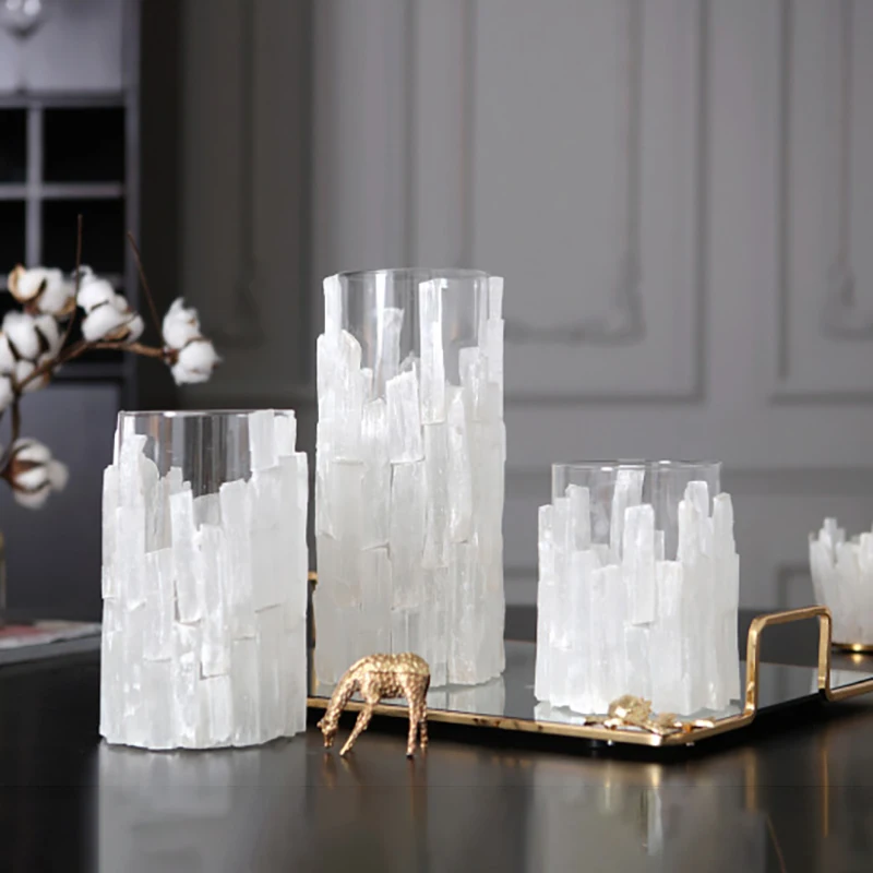 

Nordic light luxury spar glass vase flower arrangement creative candlestick ornament home decoration living room