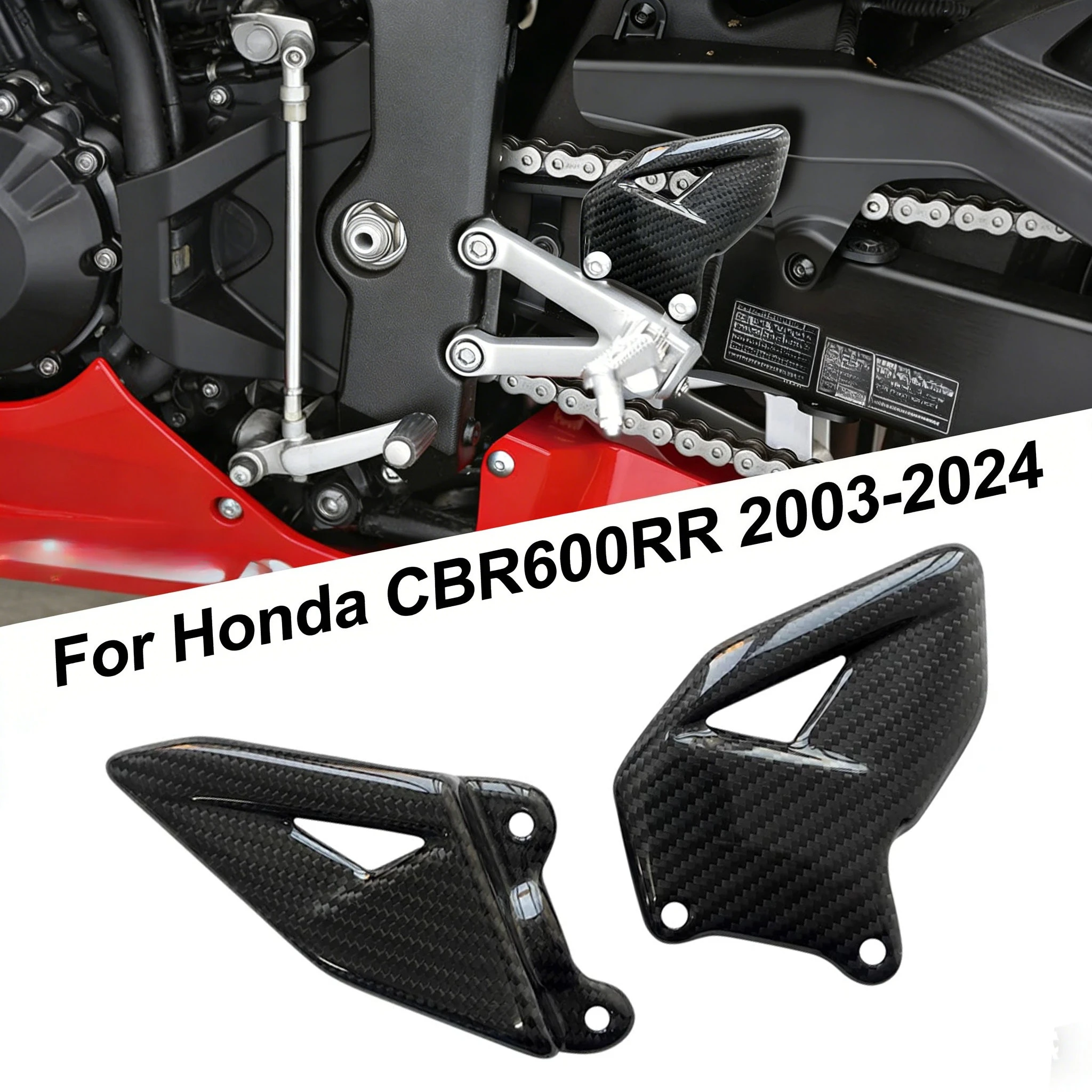 

100% Real Carbon Fiber Foot Pedal Heel Guard Fairing For Honda CBR600RR 2003-2024 Motorcycle Accessories
