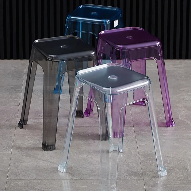 Nordic Acrylic Dining Stool Colorful Transparent Plastic Stool Thickened Round High Stool Fashionable Home Furniture Seat