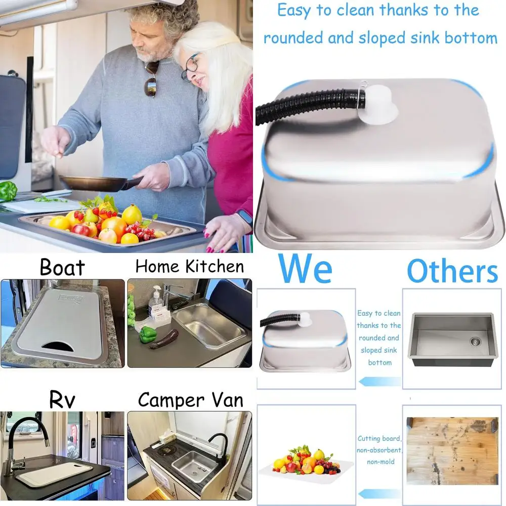 

Мойка под креплением из нержавеющей стали 15x11 с разделочной доской, идеально подходит для автофургона, лодок и кухни