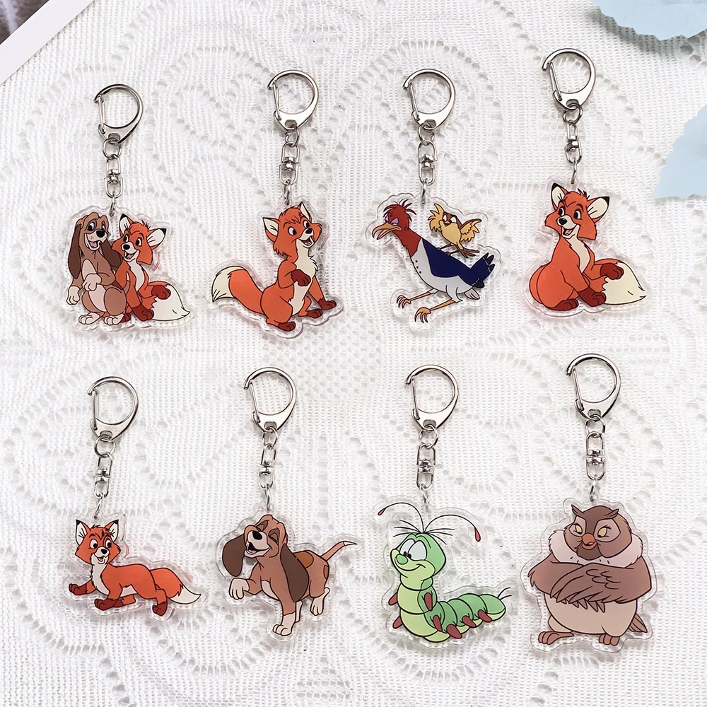 

1/19PCS Disney The Fox and the Hound Acrylic Keychain Accessories Cute Keyrings Friends Gifts Funny Bag Charms Backpack Pendant