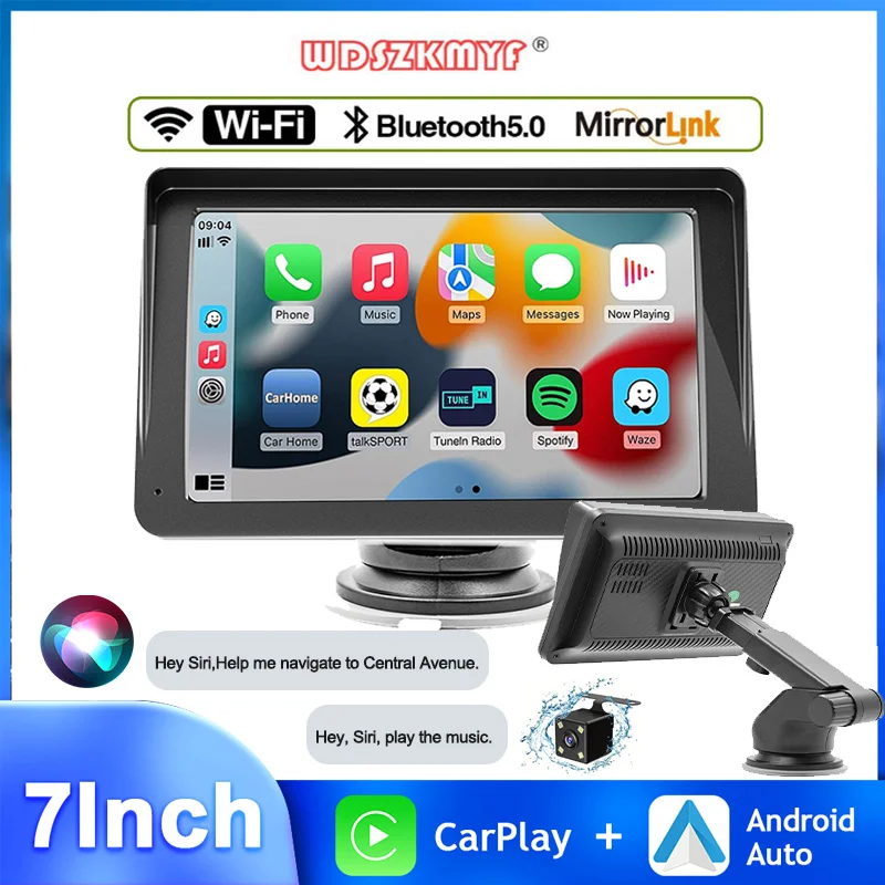

7inch Video Player Portable Touch Screen Wireless CarPlay Android Auto Car Radio Multimedia Bluetooth 5.0 Rear camera AUX