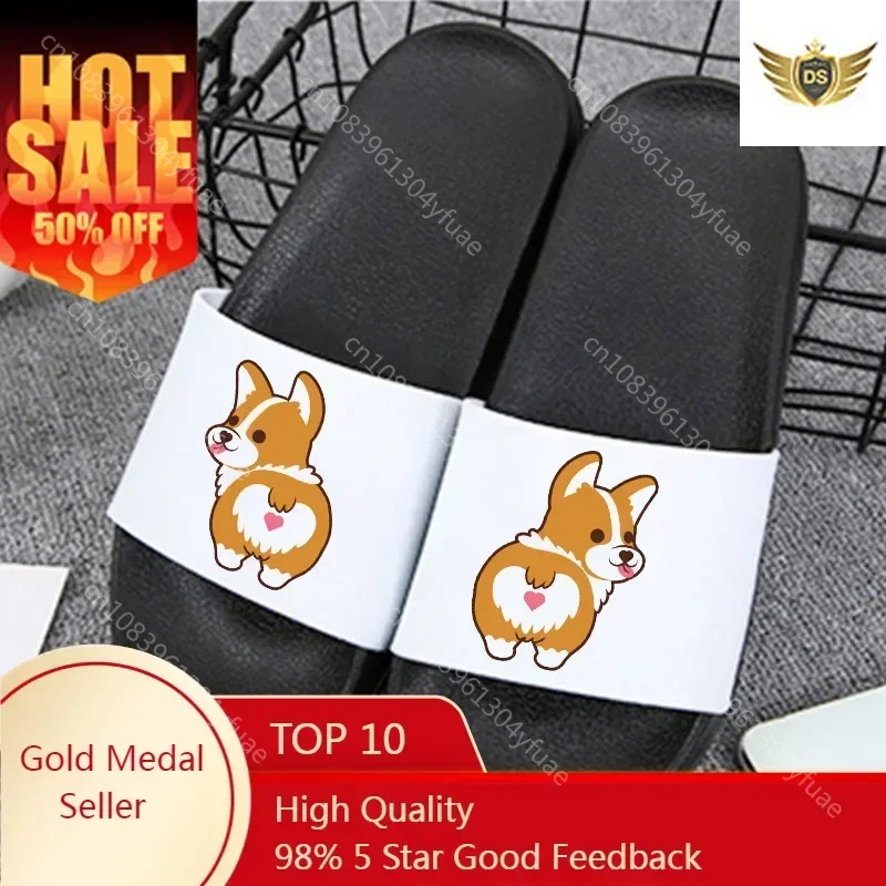 

Butt Funny Corgi Slippers women casual cute graphic home Slippers woman flip flops Bathroom Slide Women indoor Slippers