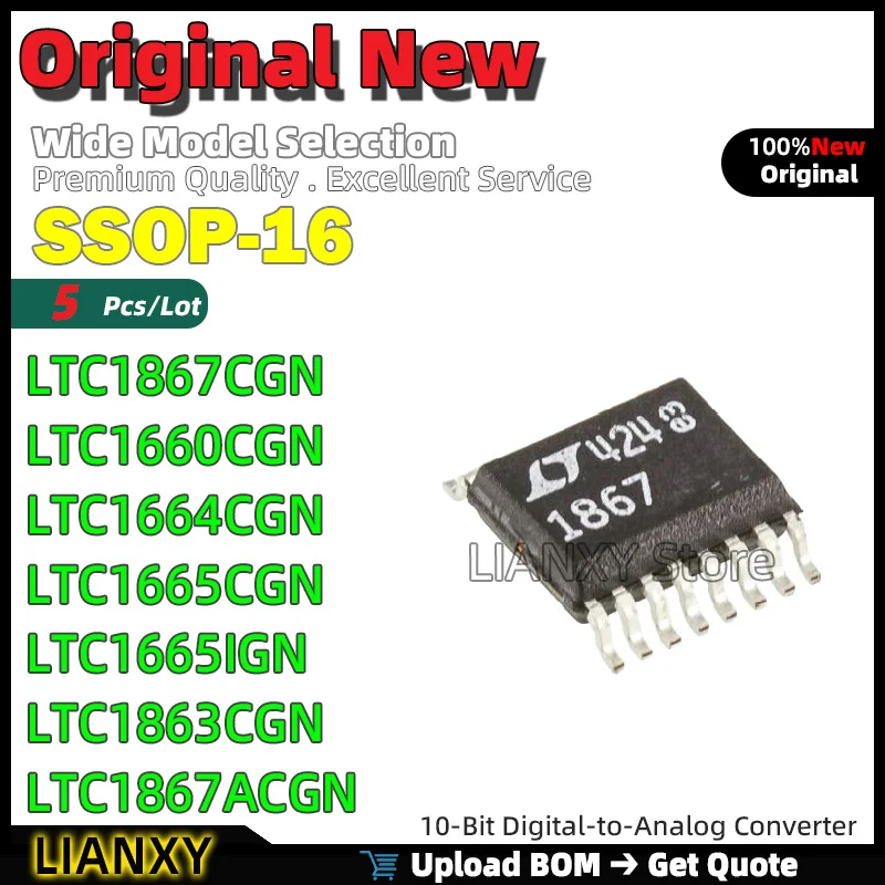 

5pcs SSOP-16 LTC1867CGN LTC1660CGN LTC1664CGN LTC1665CGN LTC1665IGN LTC1863CGN LTC1867ACGN New Original