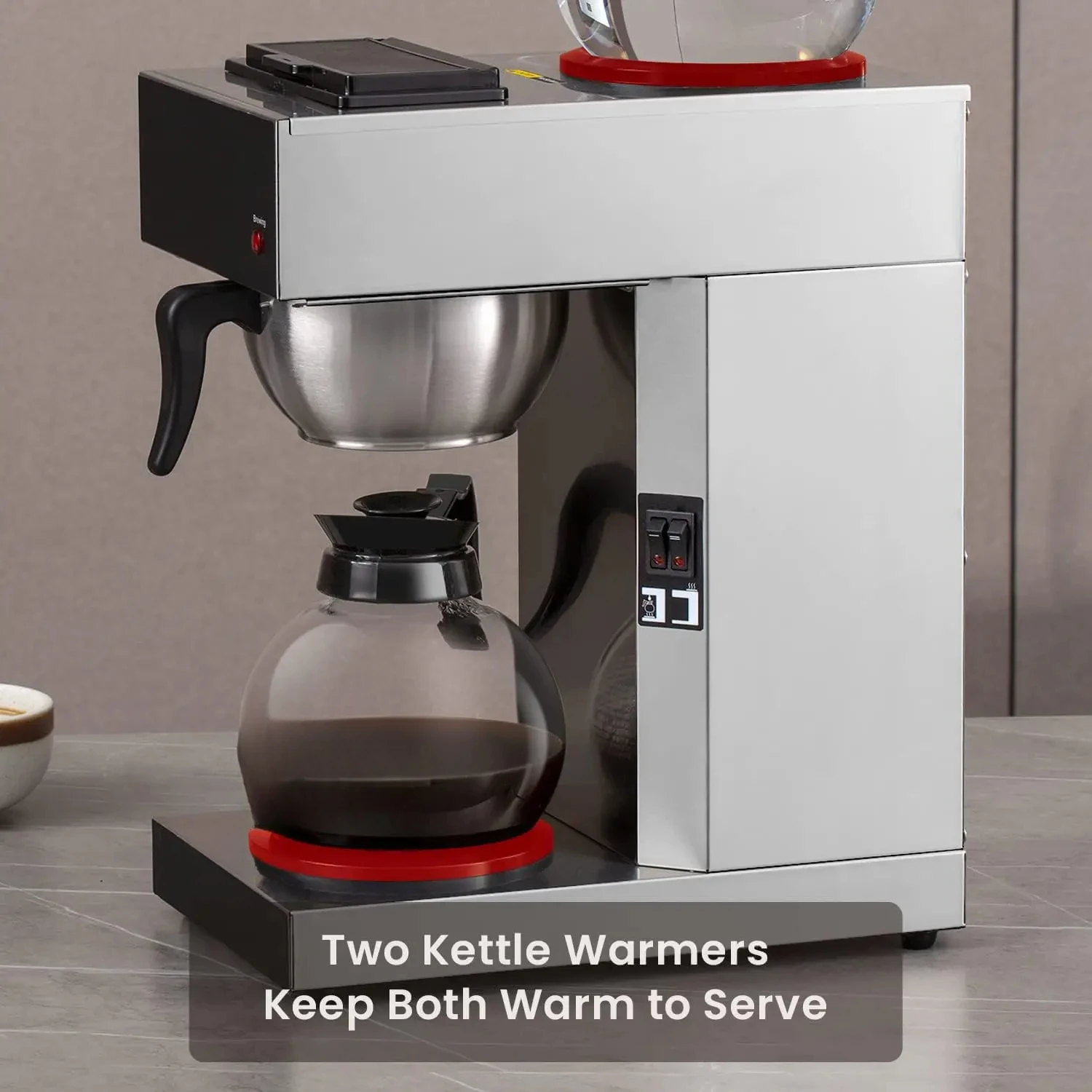 Coffee Maker, Pour Over Coffee Maker Brewer with 2 Glass Carafes and Warmers